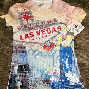 Las Vegas Sequined Souvenir T shirt NEW W/ TAGS